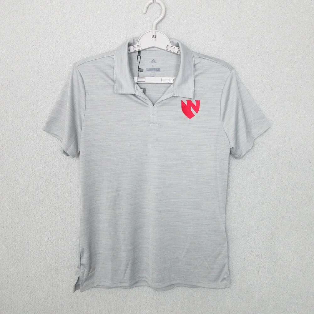 Adidas Polo Shirt Mens‎ M Light Grey Golf Performance Moisture-Wicking Sporty